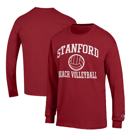 Men's Champion  Cardinal Stanford Cardinal Icon Beach Volleyball Long Sleeve T-Shirt