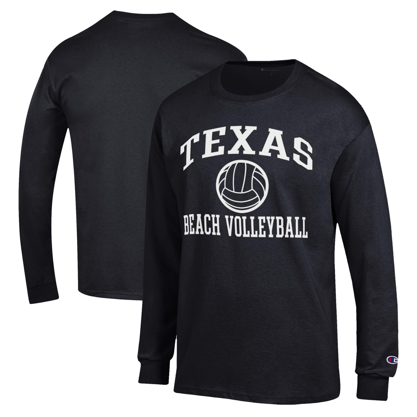 Men's Champion  Black Texas Longhorns Icon Beach Volleyball Long Sleeve T-Shirt