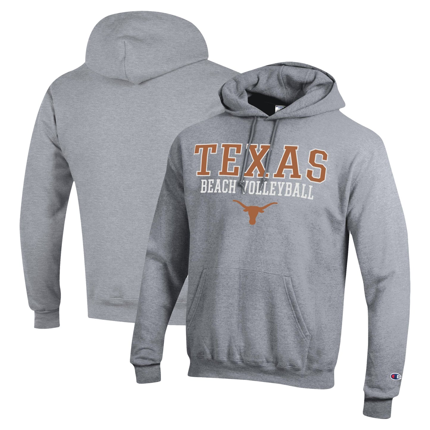 Men's Champion  Gray Texas Longhorns Stacked Beach Volleyball Powerblend Pullover Hoodie