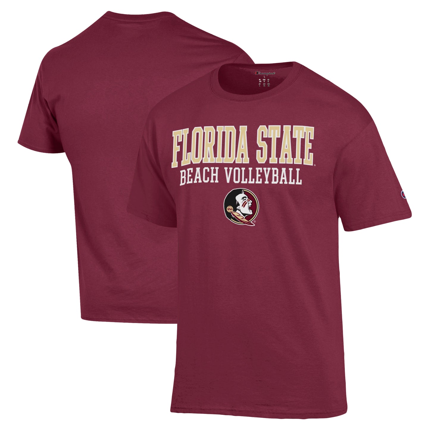 Men's Champion  Garnet Florida State Seminoles Stacked Beach Volleyball T-Shirt