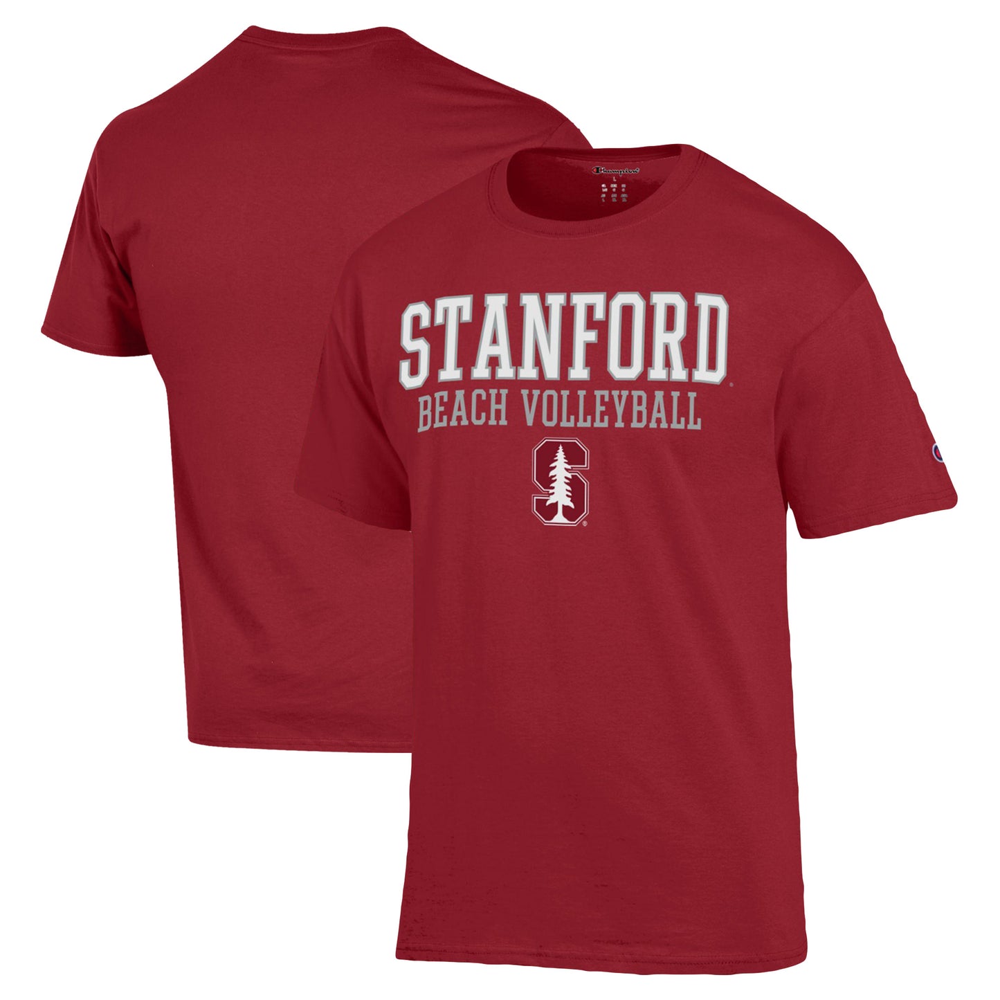 Men's Champion  Cardinal Stanford Cardinal Stacked Beach Volleyball T-Shirt