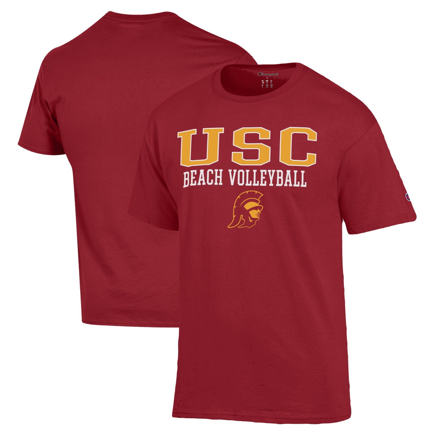 Men's Champion  Cardinal USC Trojans Stacked Beach Volleyball T-Shirt