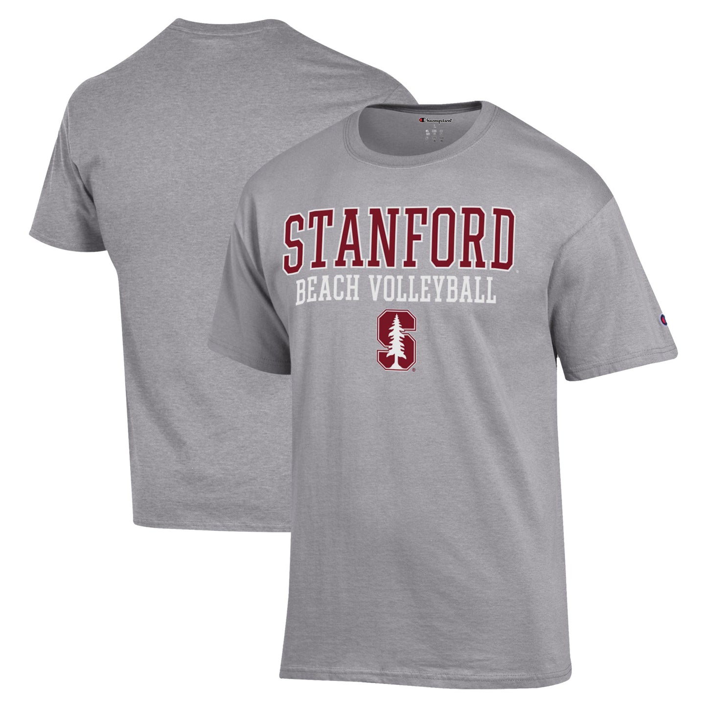 Men's Champion  Gray Stanford Cardinal Stacked Beach Volleyball T-Shirt