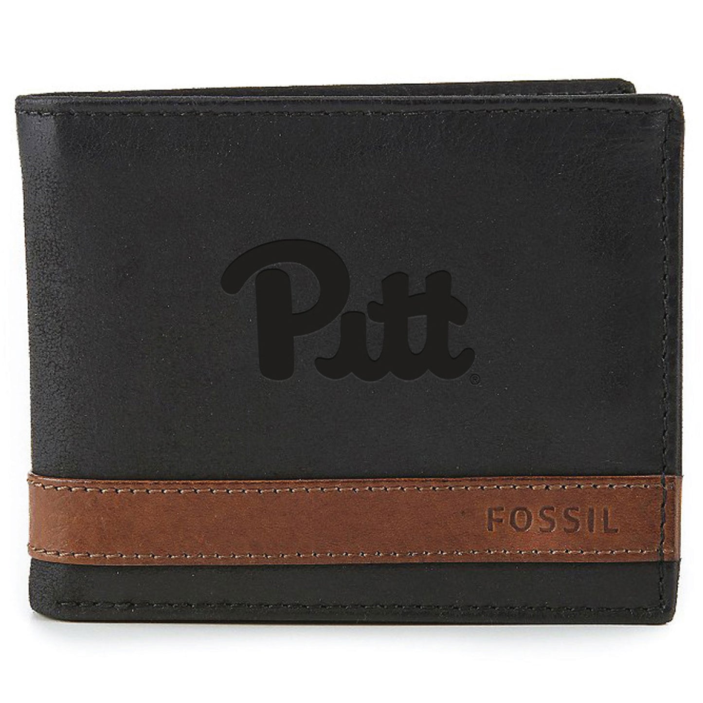 Men's Fossil  Black Pitt Panthers Quinn Flip ID Bifold Wallet