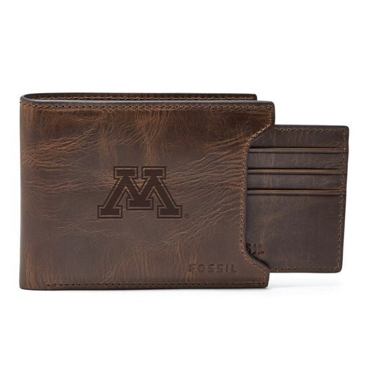 Men's Fossil  Brown Minnesota Golden Gophers Derrick Sliding Two-In-One Wallet