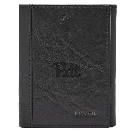 Men's Fossil  Black Pitt Panthers Neel Extra Capacity Trifold Wallet