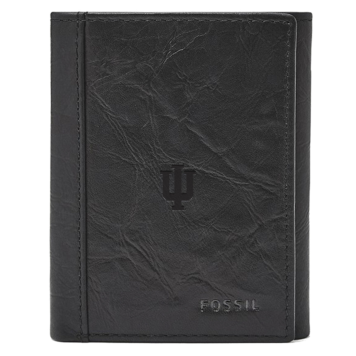 Men's Fossil  Black Indiana Hoosiers Neel Extra Capacity Trifold Wallet