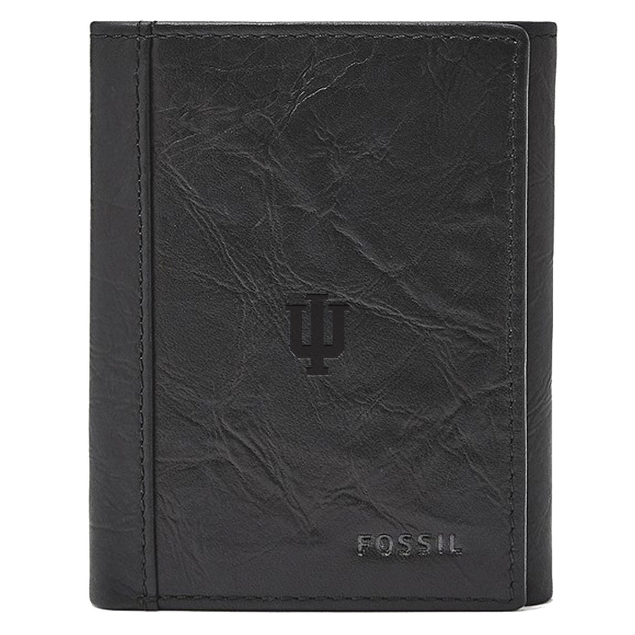 Men's Fossil  Black Indiana Hoosiers Neel Extra Capacity Trifold Wallet