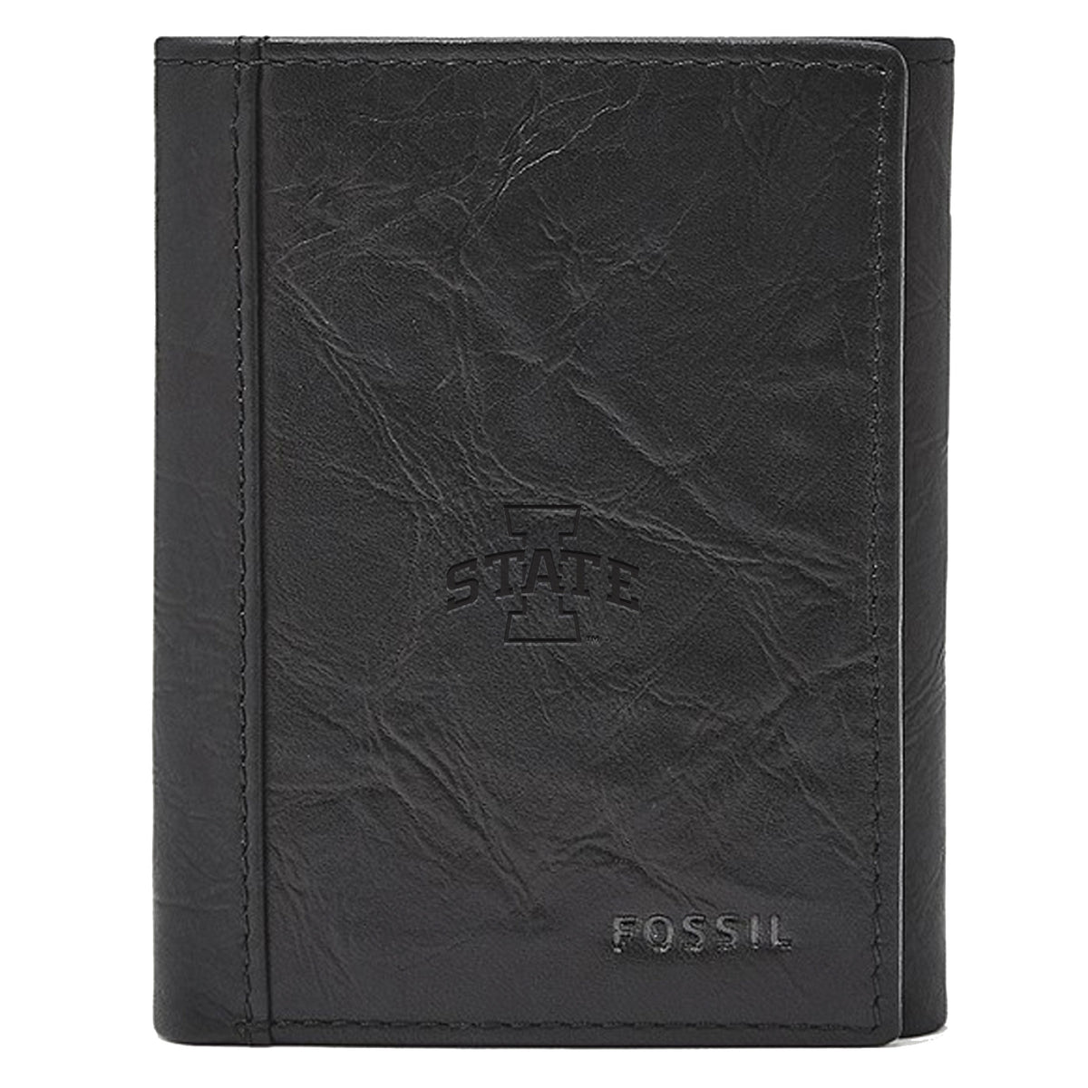 Men's Fossil  Black Iowa State Cyclones Neel Extra Capacity Trifold Wallet