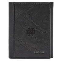 Men's Fossil  Black Notre Dame Fighting Irish Neel Extra Capacity Trifold Wallet
