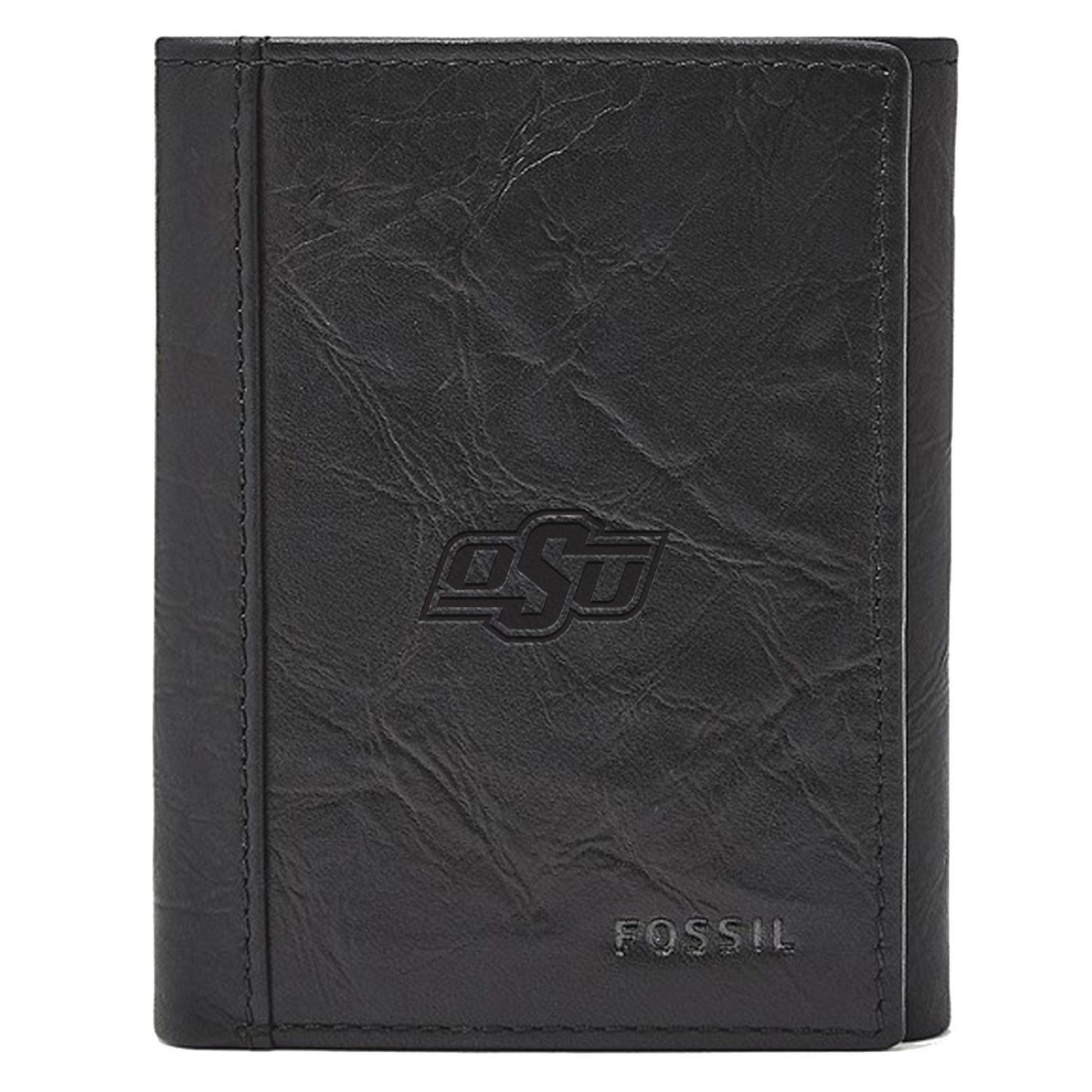 Men's Fossil  Black Oklahoma State Cowboys Neel Extra Capacity Trifold Wallet
