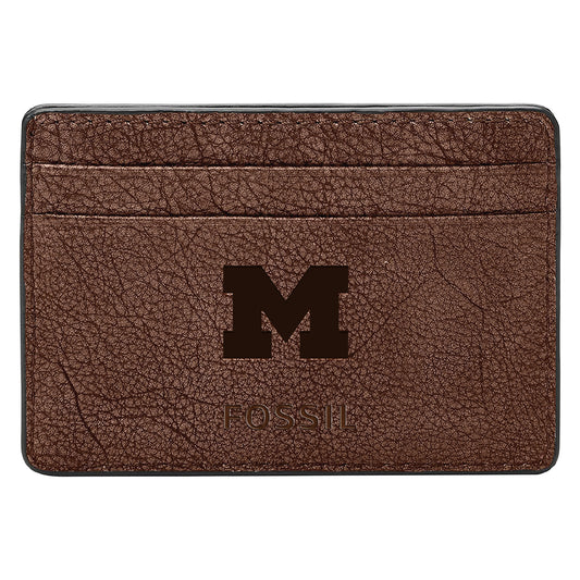 Men's Fossil  Brown Michigan Wolverines Steven Card Case