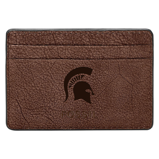 Men's Fossil  Brown Michigan State Spartans Steven Card Case