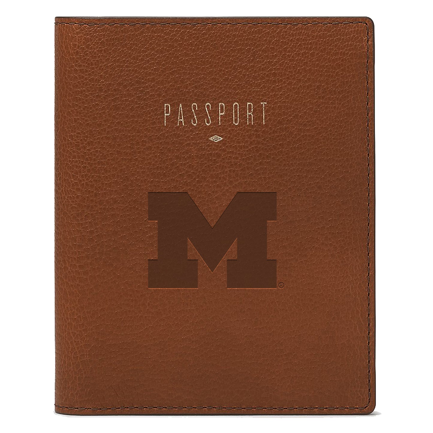 Fossil  Brown Michigan Wolverines Travel RFID Passport Case