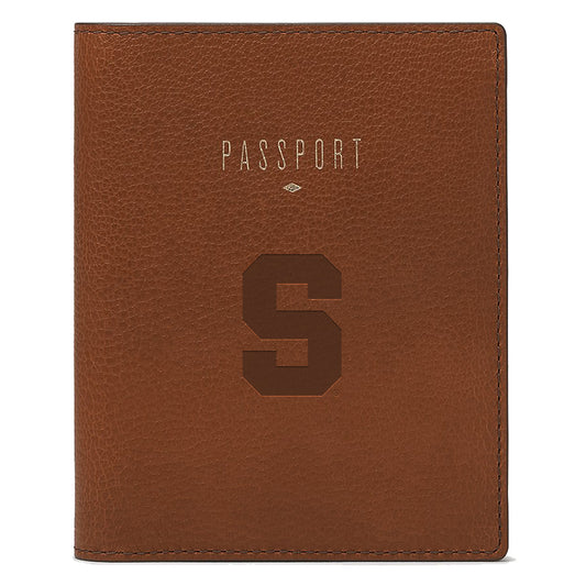 Fossil  Brown Syracuse Orange Travel RFID Passport Case