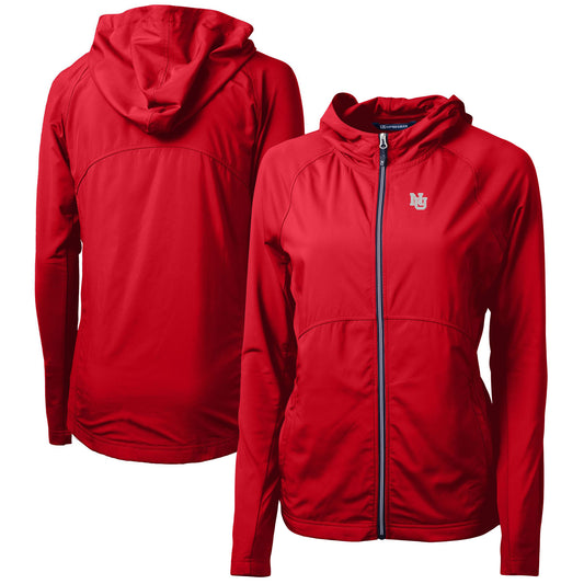 Women's Cutter & Buck Scarlet Nebraska Huskers Adapt Eco Knit Hybrid Recycled Full-Zip Hoodie