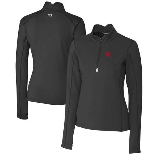 Women's Cutter & Buck  Black Nebraska Huskers Traverse Stretch Quarter-Zip Pullover Top