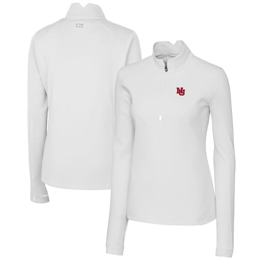 Women's Cutter & Buck  White Nebraska Huskers Traverse Stretch Quarter-Zip Pullover Top
