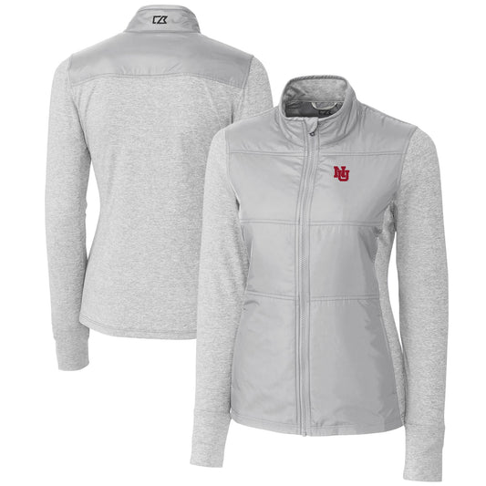 Women's Cutter & Buck  Gray Nebraska Huskers  DryTec Stealth Hybrid Quilted Full-Zip Windbreaker Jacket