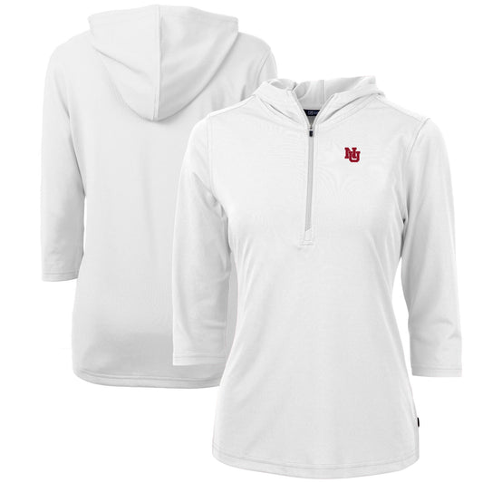 Women's Cutter & Buck White Nebraska Huskers Virtue Eco Pique Recycled Half-Zip Pullover Hoodie