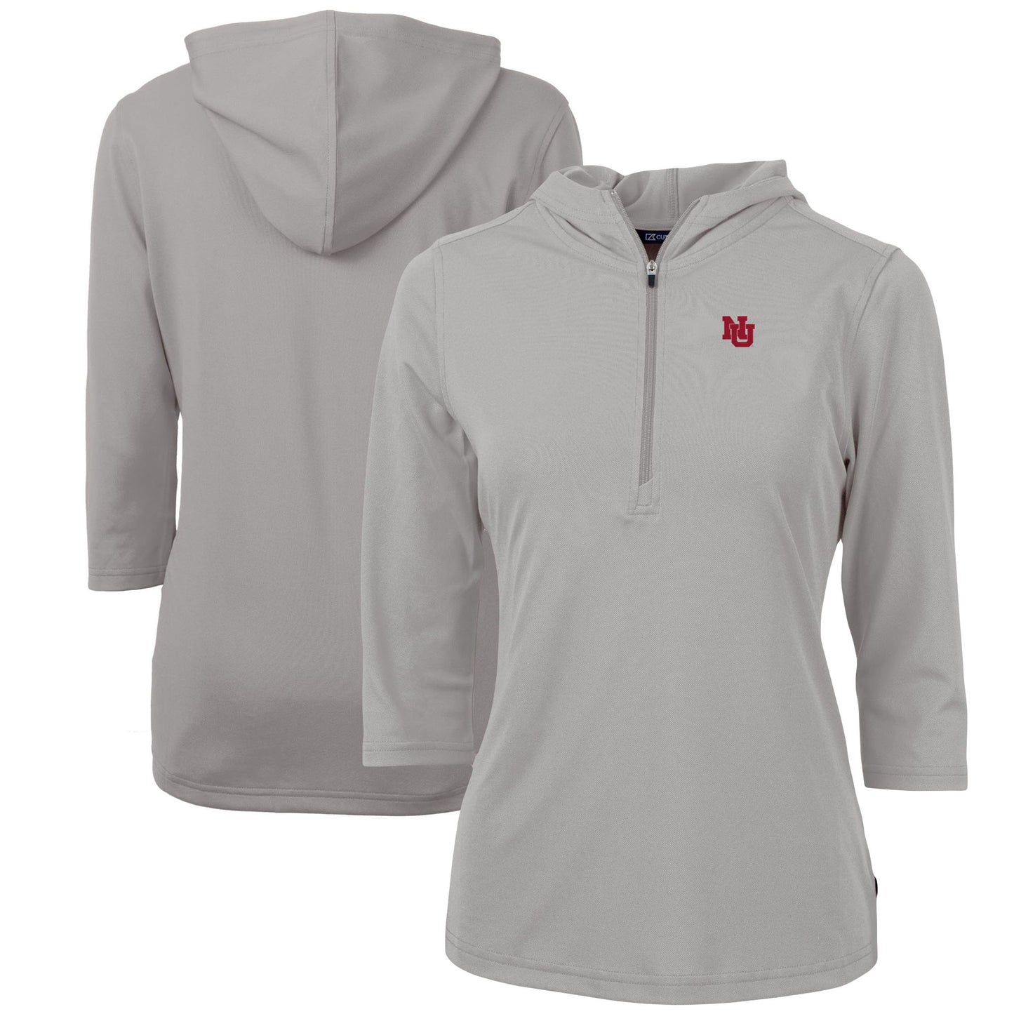 Women's Cutter & Buck Gray Nebraska Huskers Virtue Eco Pique Recycled Half-Zip Pullover Hoodie