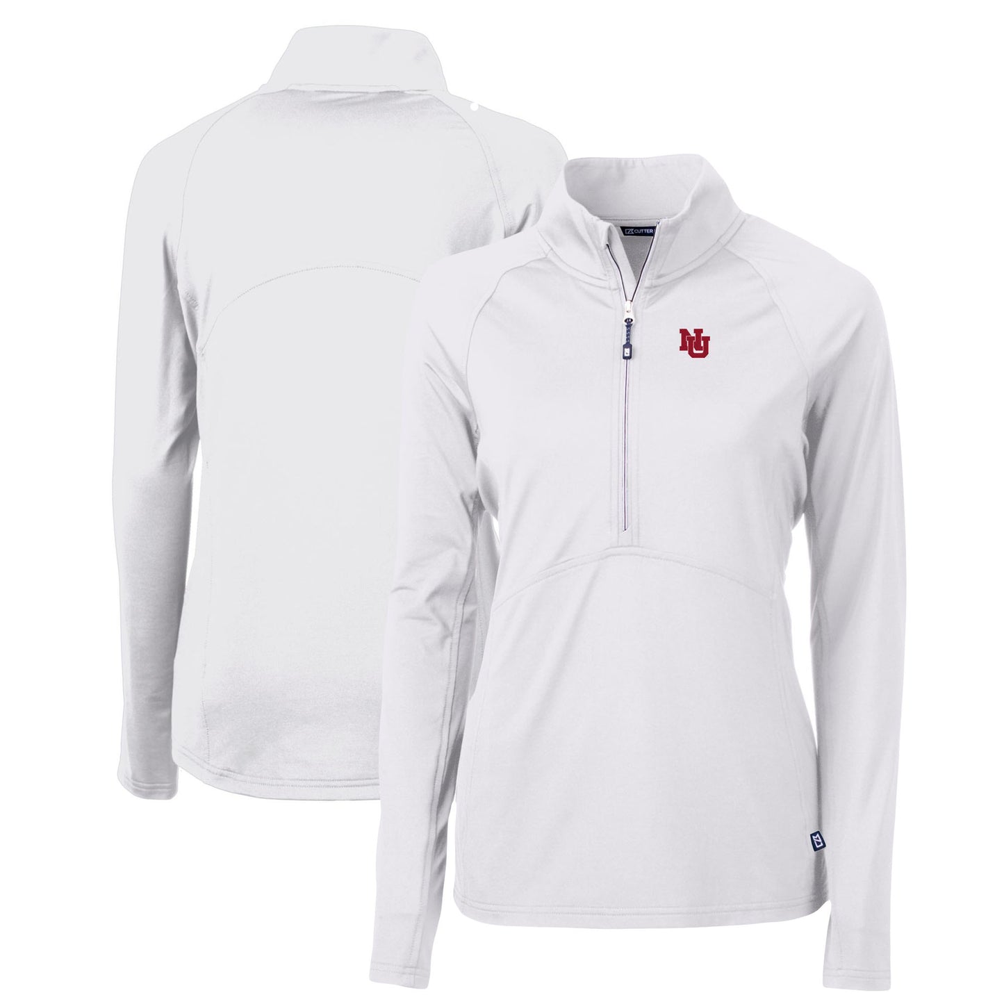 Women's Cutter & Buck  White Nebraska Huskers  Adapt Eco Knit Stretch Recycled Half-Zip Pullover Top