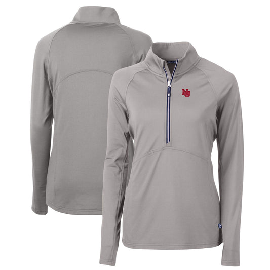 Women's Cutter & Buck  Gray Nebraska Huskers  Adapt Eco Knit Stretch Recycled Half-Zip Pullover Top