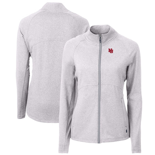 Women's Cutter & Buck  Heather Gray Nebraska Huskers Adapt Eco Knit Recycled Full-Zip Jacket