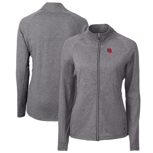 Women's Cutter & Buck  Heather Black Nebraska Huskers Adapt Eco Knit Recycled Full-Zip Jacket