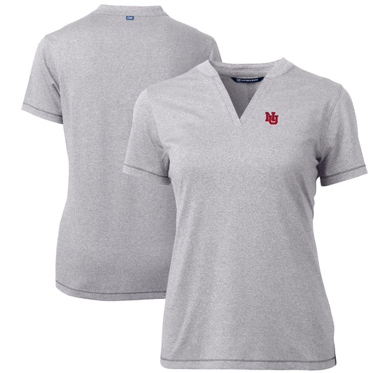 Women's Cutter & Buck  Heather Gray Nebraska Huskers  DryTec Forge Stretch V-Neck Blade Top