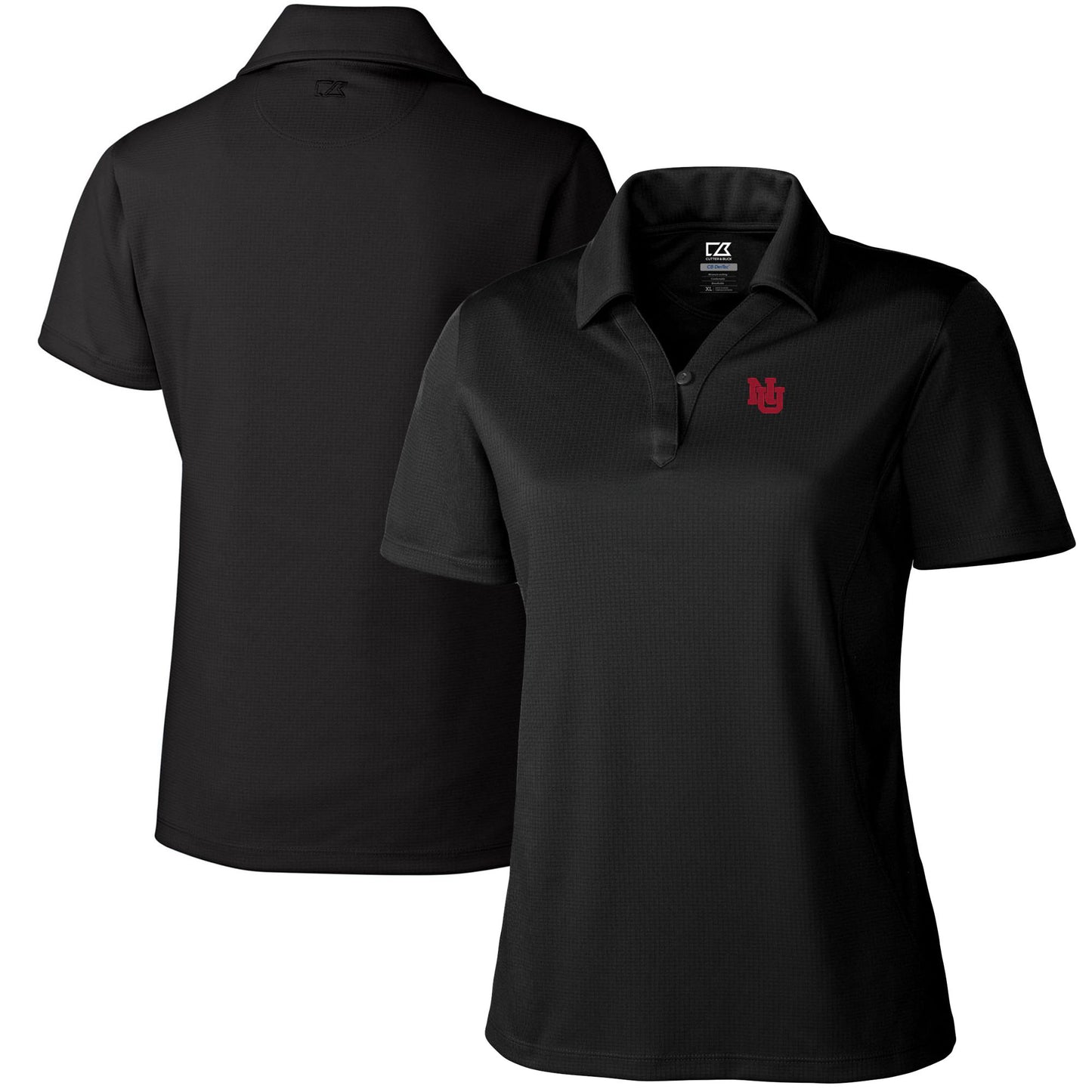 Women's Cutter & Buck Black Nebraska Huskers Genre Textured Solid DryTec Polo