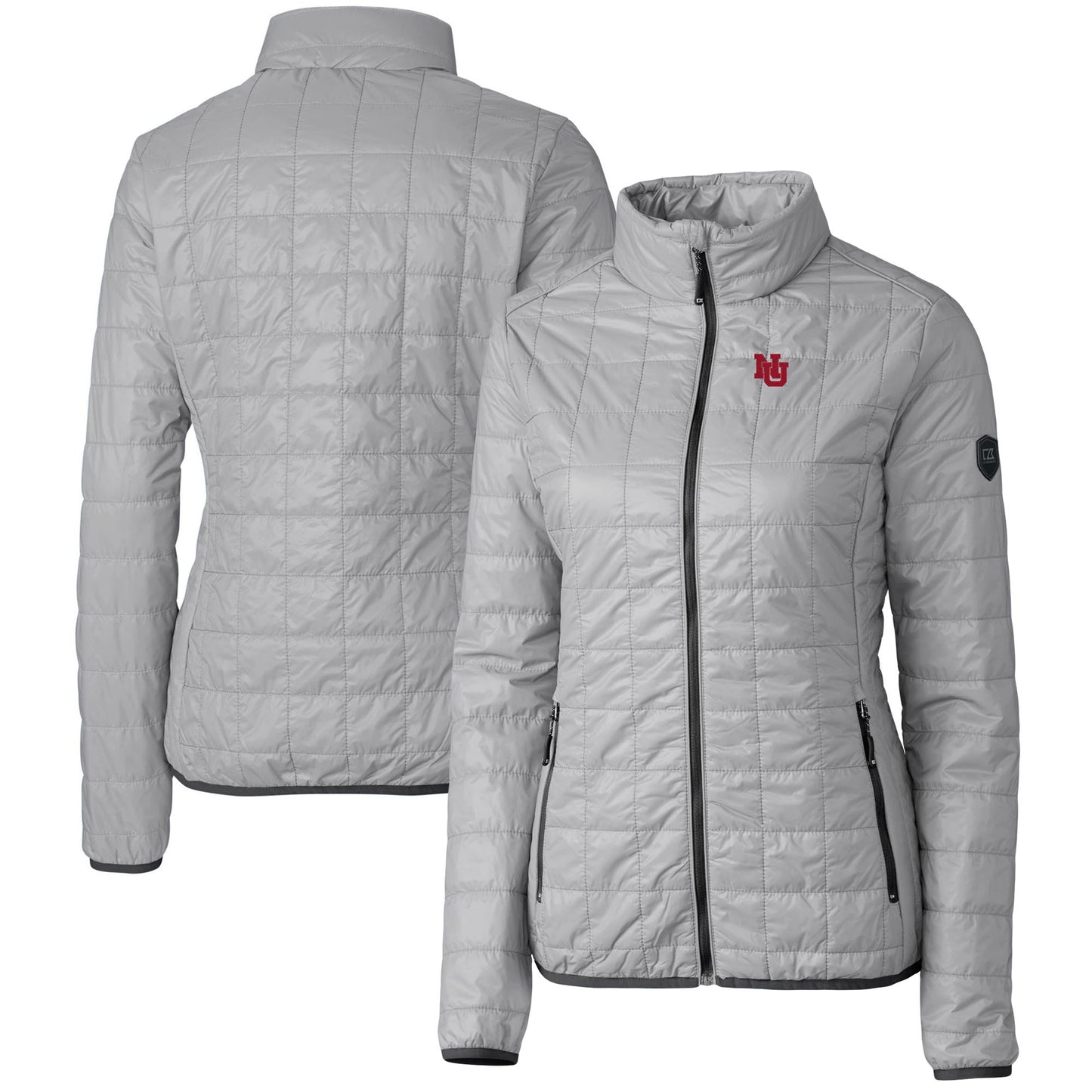 Women's Cutter & Buck Gray Nebraska Huskers Rainier PrimaLoft Eco Insulated Full-Zip Puffer Jacket