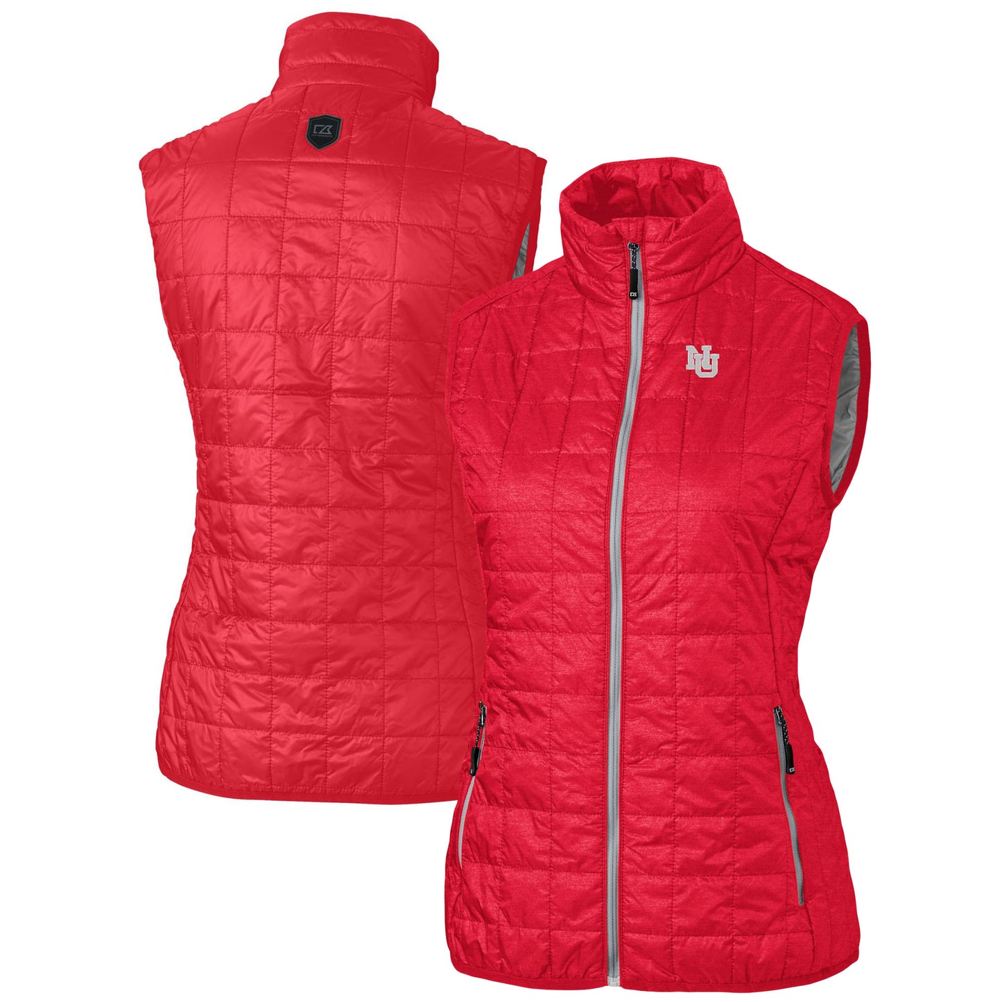 Women's Cutter & Buck Scarlet Nebraska Huskers Rainier Eco PrimaLoft Full-Zip Puffer Vest