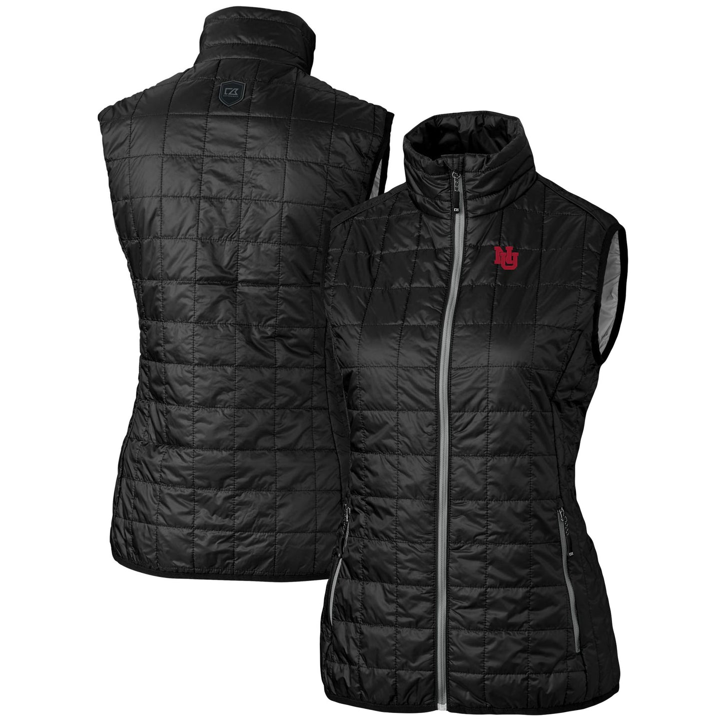 Women's Cutter & Buck Black Nebraska Huskers Rainier Eco PrimaLoft Full-Zip Puffer Vest