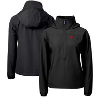 Women's Cutter & Buck Black Nebraska Huskers Charter Eco Recycled Half-Zip Anorak Jacket