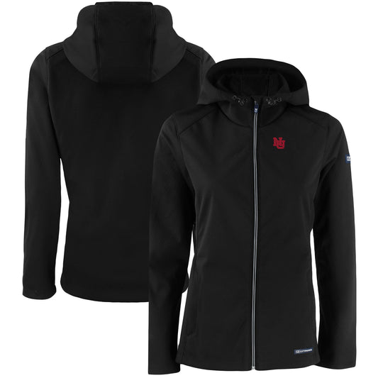 Women's Cutter & Buck Black Nebraska Huskers Evoke Eco Softshell Recycled Full-Zip Hoodie Jacket