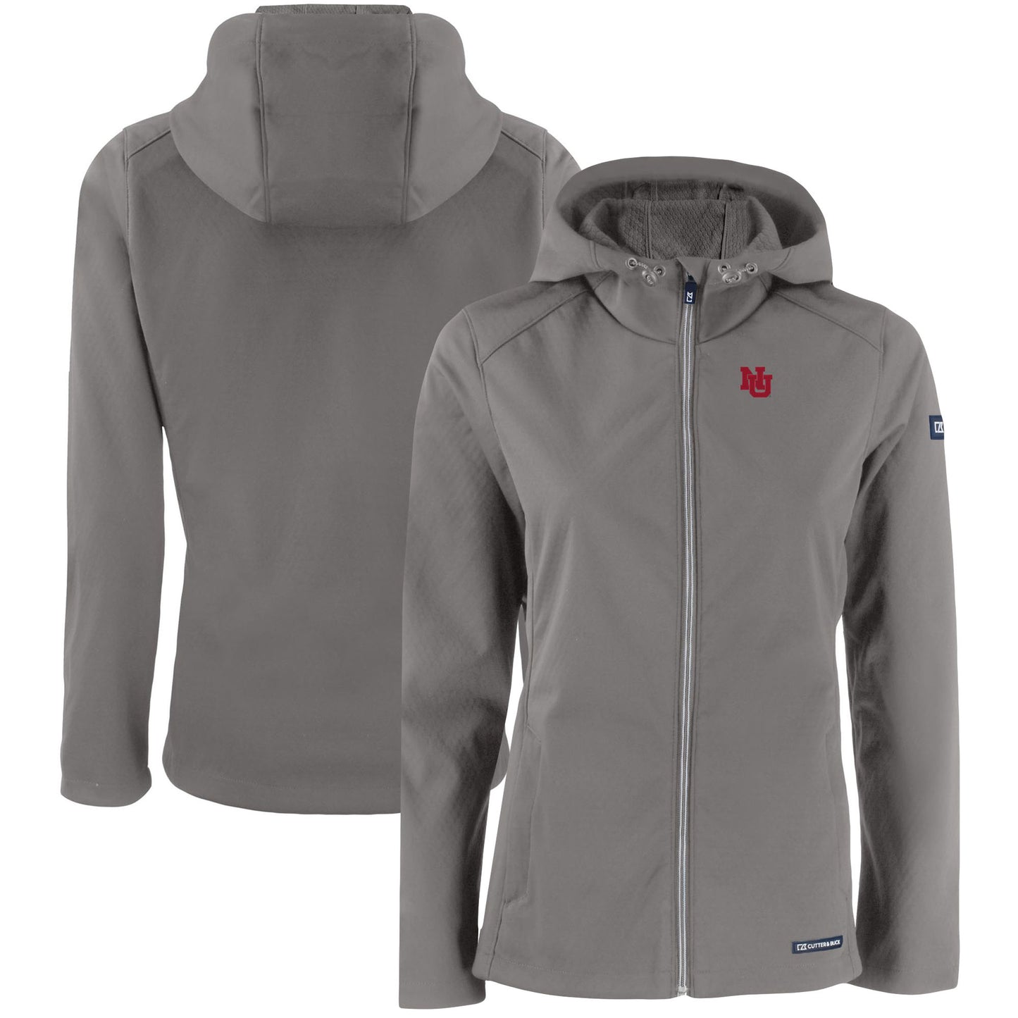 Women's Cutter & Buck Gray Nebraska Huskers Evoke Eco Softshell Recycled Full-Zip Hoodie Jacket