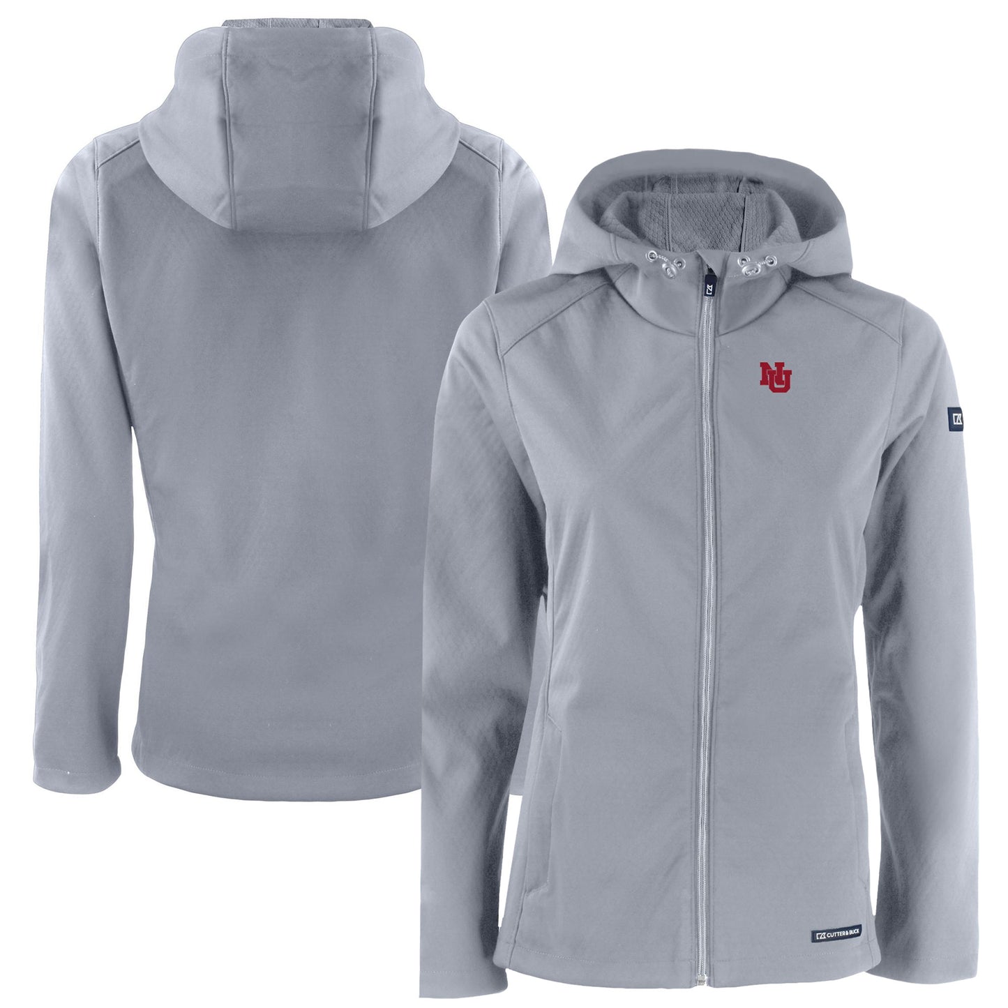 Women's Cutter & Buck Gray Nebraska Huskers Evoke Eco Softshell Recycled Full-Zip Hoodie Jacket