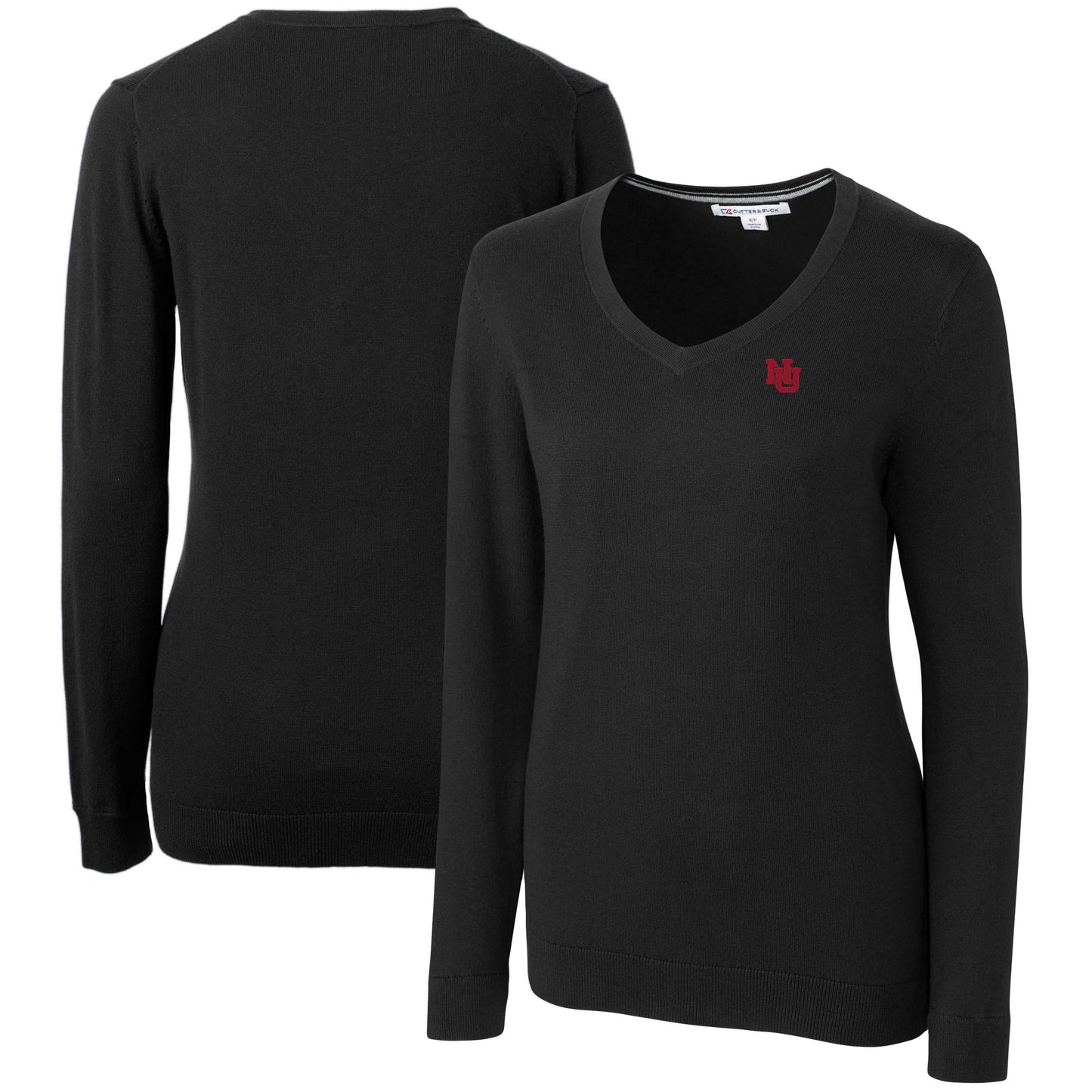 Women's Cutter & Buck Black Nebraska Huskers Lakemont Tri-Blend V-Neck Sweater