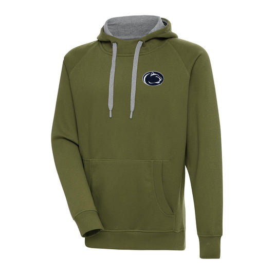 Men's Antigua  Olive Penn State Nittany Lions Victory Raglan Pullover Hoodie