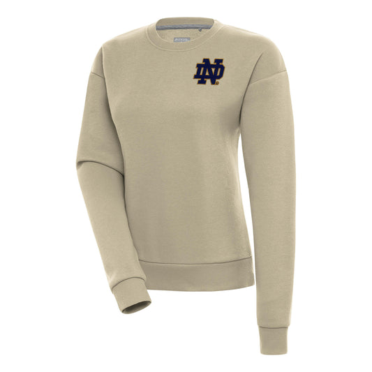 Women's Antigua  Khaki Notre Dame Fighting Irish Victory Pullover Sweatshirt