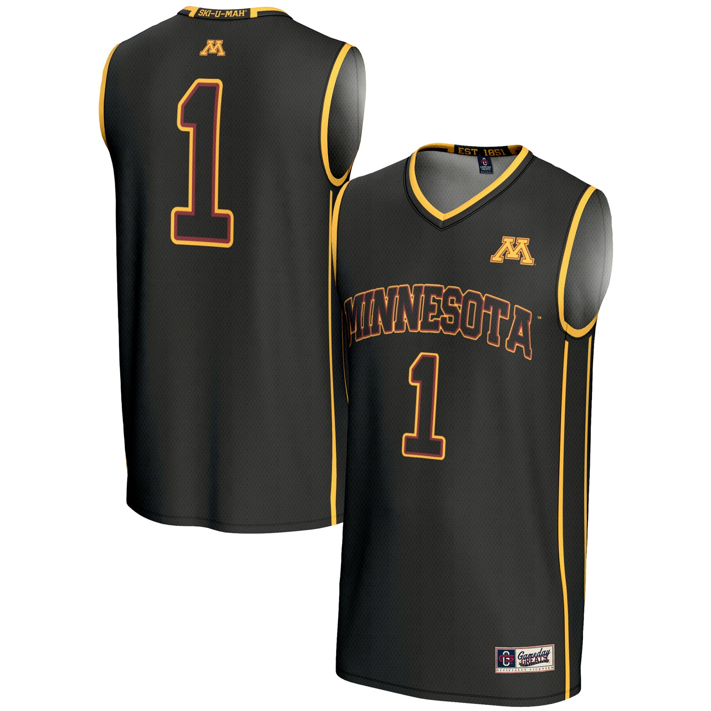 Unisex GameDay Greats #1 Black Minnesota Golden Gophers Lightweight Basketball Jersey