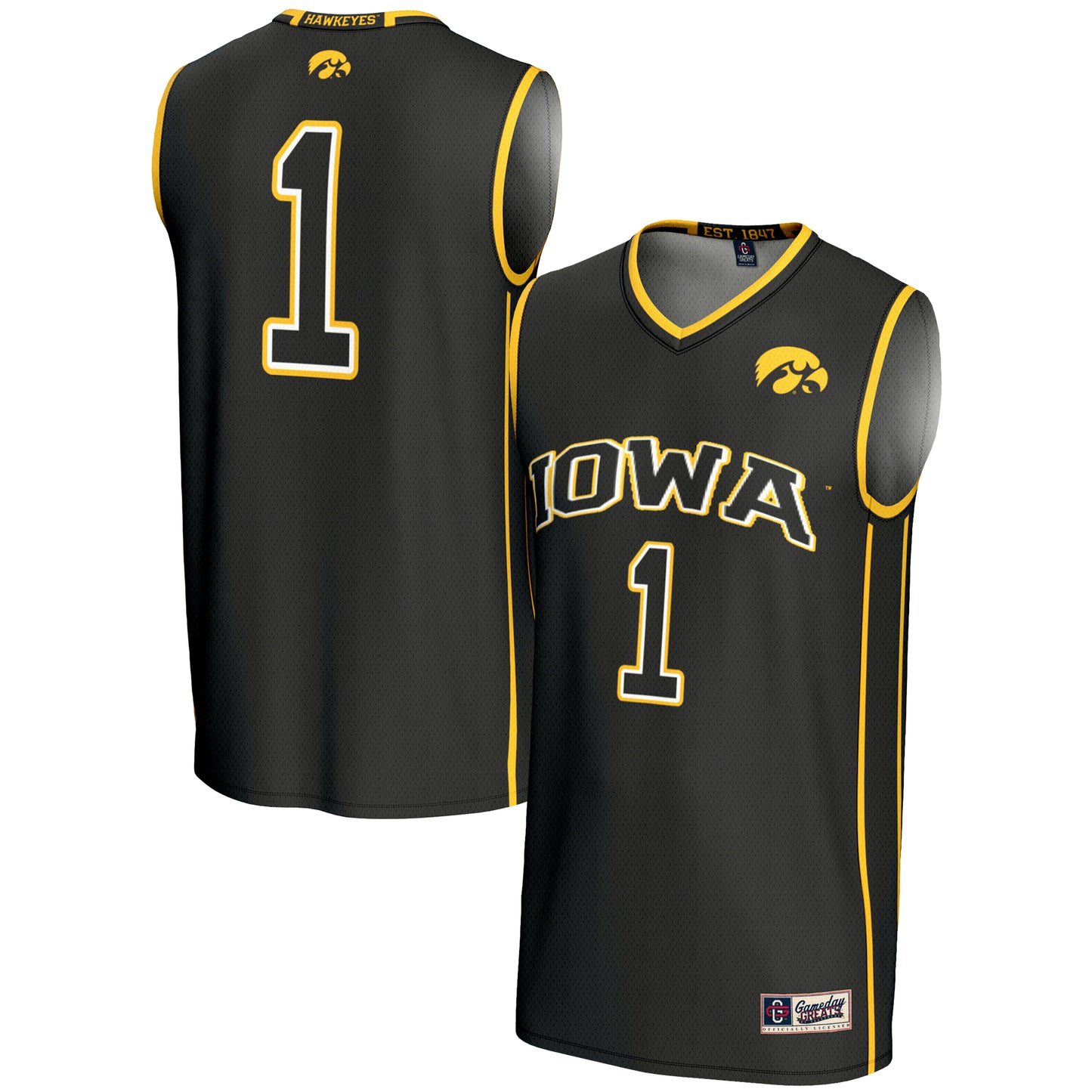 Unisex GameDay Greats #1 Black Iowa Hawkeyes Lightweight Basketball Jersey