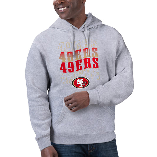 Unisex Starter Heather Gray San Francisco 49ers Name Drop Logo Pullover Hoodie