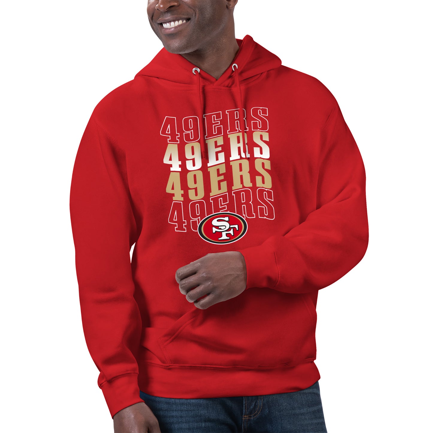 Unisex Starter Scarlet San Francisco 49ers Name Drop Logo Pullover Hoodie