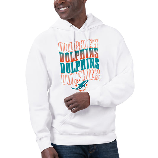 Unisex Starter White Miami Dolphins Name Drop Logo Pullover Hoodie