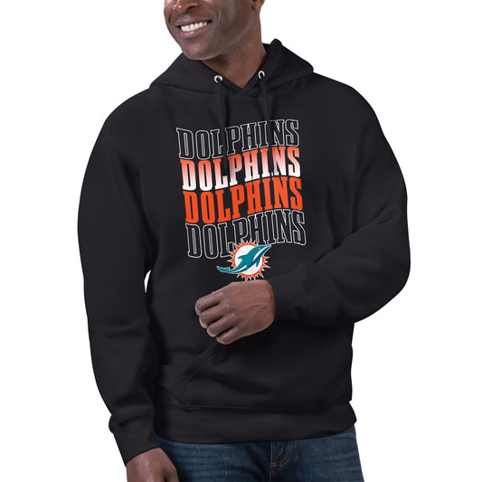 Unisex Starter Black Miami Dolphins Name Drop Logo Pullover Hoodie