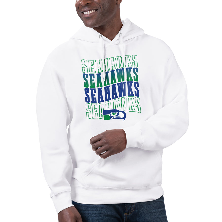 Unisex Starter White Seattle Seahawks Throwback Name Drop Pullover Hoodie