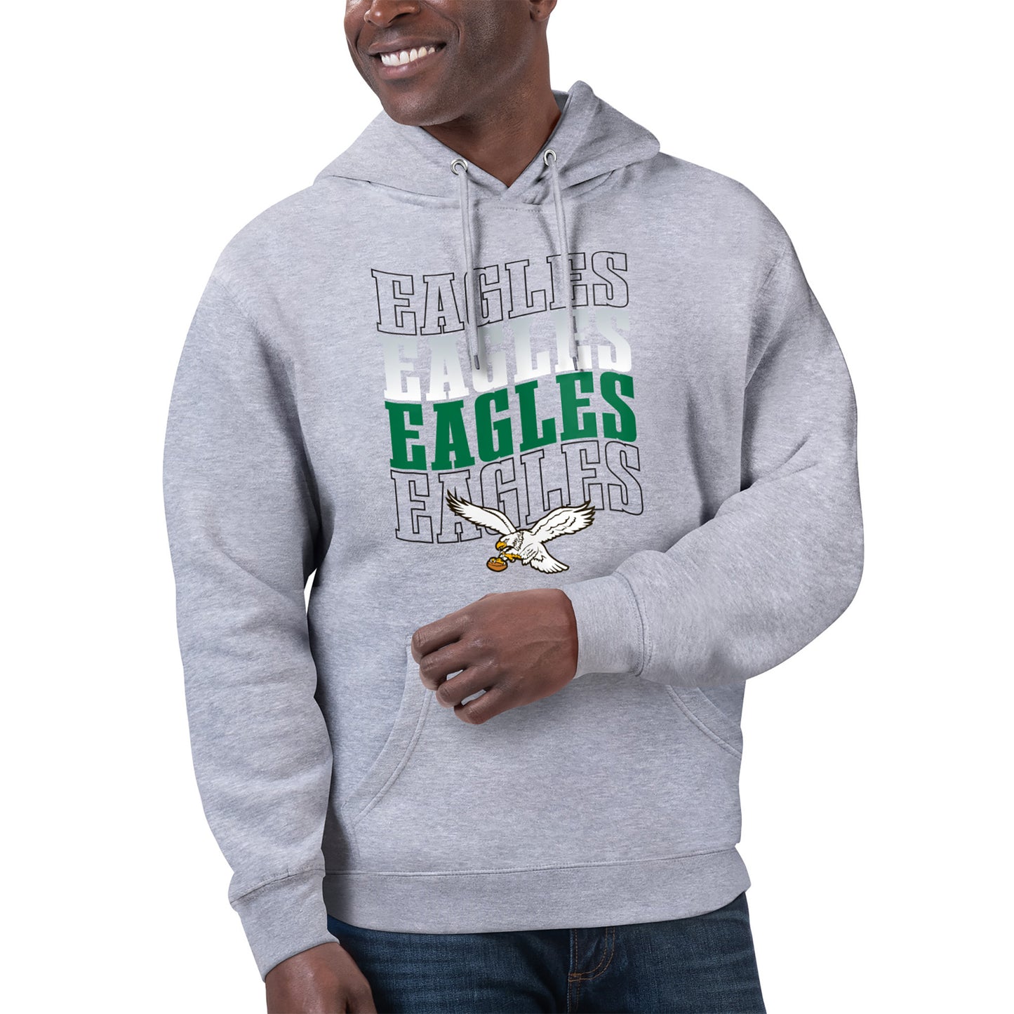 Unisex Starter Heather Gray Philadelphia Eagles Throwback Name Drop Pullover Hoodie