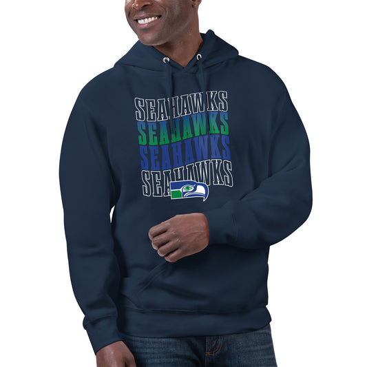 Unisex Starter Navy Seattle Seahawks Throwback Name Drop Pullover Hoodie